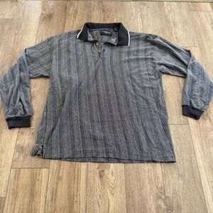 Vintage 90s Evan Picone Striped Polo Long Sleeve Preppy